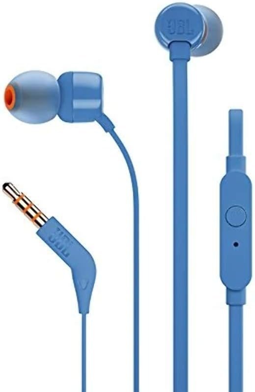 JBL T110 Wired Universal In-Ear Headphone with Remote Control and Microphone – Blue