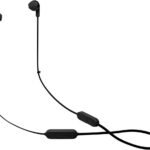 JBL Tune 215 Wireless Bluetooth In-Ear Headphones with 3 Buttons Microphone/Remote and Flat Cable – Black – Small