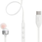 JBL Tune 310 C Hi-Res Wired Earbuds with Microphone, Flat Tangle-Free Cable, 3-Button Remote, EQ Presets Control and Volume Adjustment, White