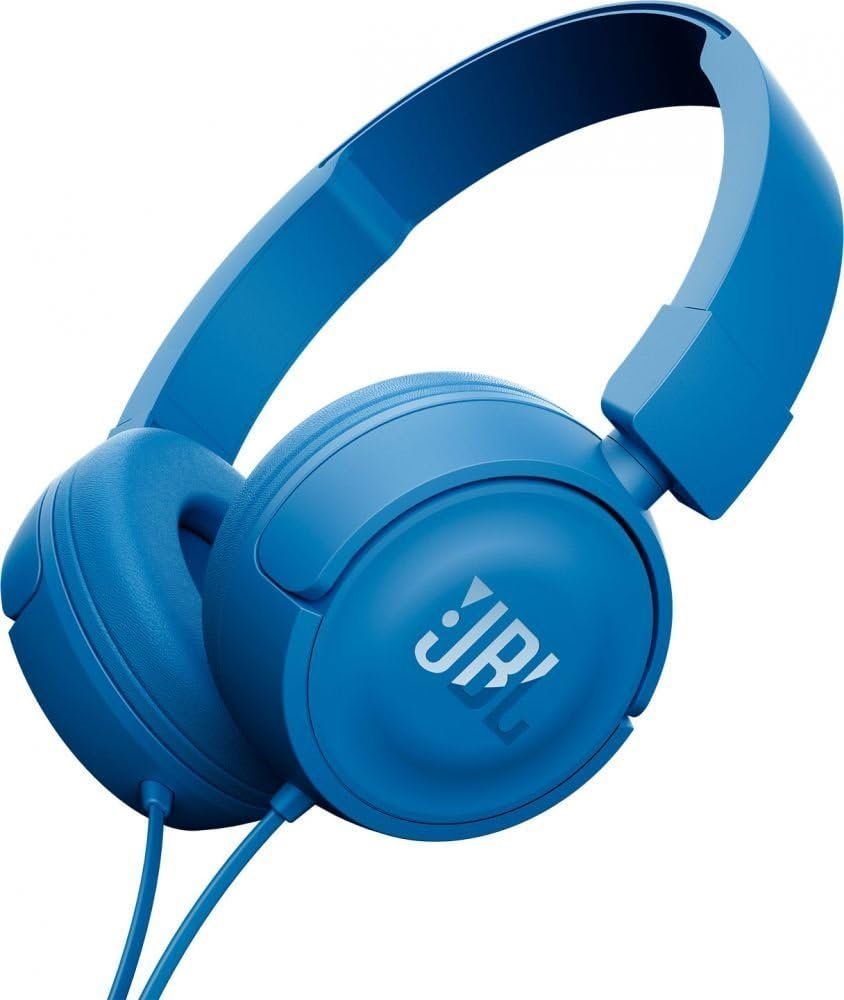 JBL Tune 450 On-Ear Lightweight Foldable Headphones with Pure Bass Sound, Universal 1-Button Remote with Built-In Microphone, Blue JBL Tune 450 On-Ear Lightweight Foldable Headphones with Pure Bass Sound, Universal 1-Button Remote with Built-In Microphone, Blue