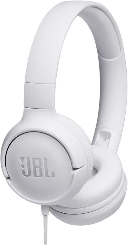 JBL Tune 500 – Wired on-ear headphones, Pure Bass Sound, 1-button remote/mic, Tangle-free flat cable, Lightweight and foldable design, Ask Siri or Google Now (White) JBL Tune 500 – Wired on-ear headphones, Pure Bass Sound, 1-button remote/mic, Tangle-free flat cable, Lightweight and foldable design, Ask Siri or Google Now (White)