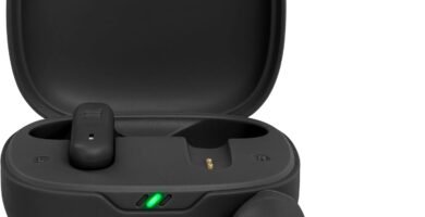 JBL Vibe Flex, Wireless Bluetooth Headphones, 12mm Drivers, 32 Hour Playback, IP54 Water and Dust Resistant – Black