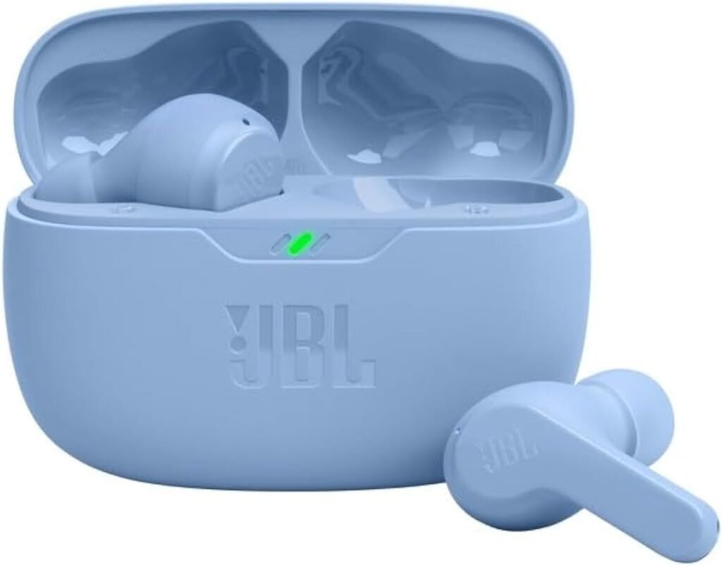 JBL Wave Beam, In-Ear Wireless Earbuds with IP54 and IPX2 Waterproofing, Hands-Free Calling and 32 Hours Battery Life, in Blue