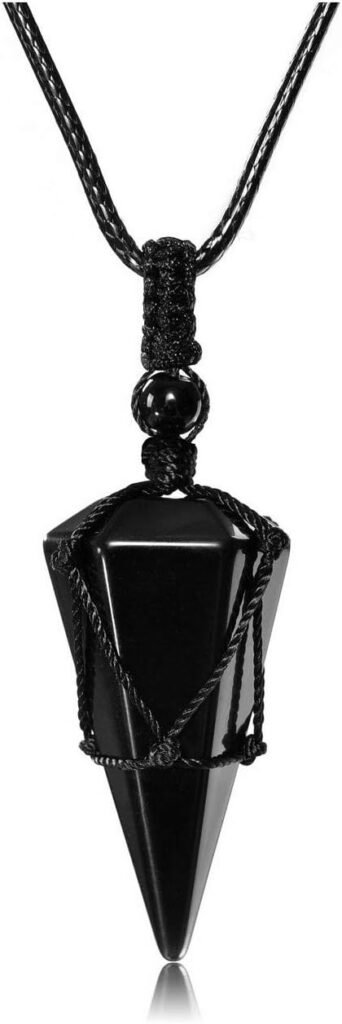 JSDDE Obsidian Healing Crystal Pendant Necklace Hexagonal Stone Pointed Gemstone Necklace for Men Gift JSDDE Obsidian Healing Crystal Pendant Necklace Hexagonal Stone Pointed Gemstone Necklace for Men Gift