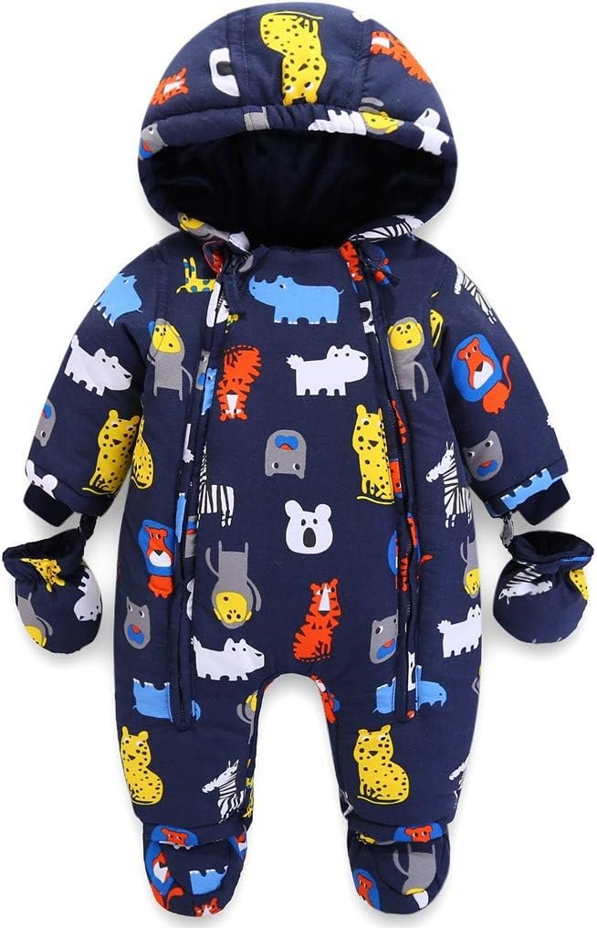 JiAmy Baby Snowsuit Hooded Romper Winter Outfits Cartoon Bear Boys Girls Jumpsuit