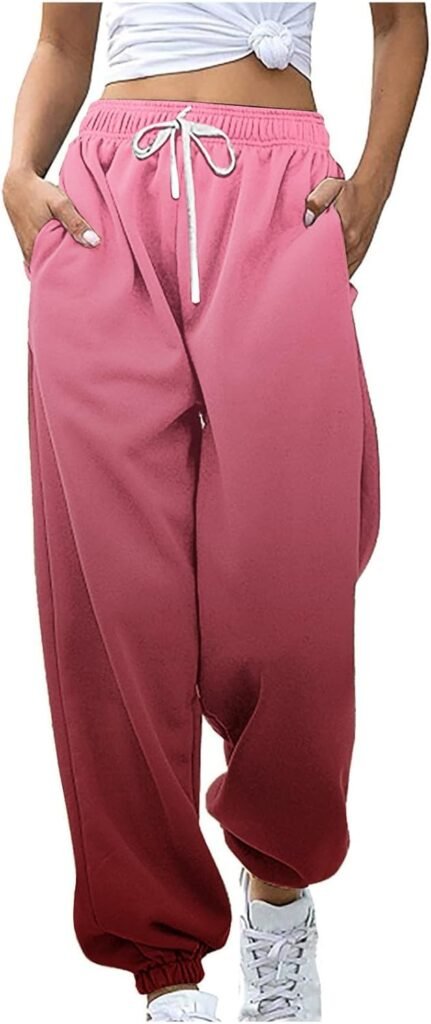 Joggers for Women UK Straight Leg Loose Stretch Casual Lounge Pants Women Activewear Trousers Yoga Trousers with Pockets Smart Work Trousers Comfy Lightweight Yoga Pants Drawstring Jogging Sweatpants