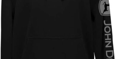 John Deere Solid Hoodie with Logo on Sleeve Black