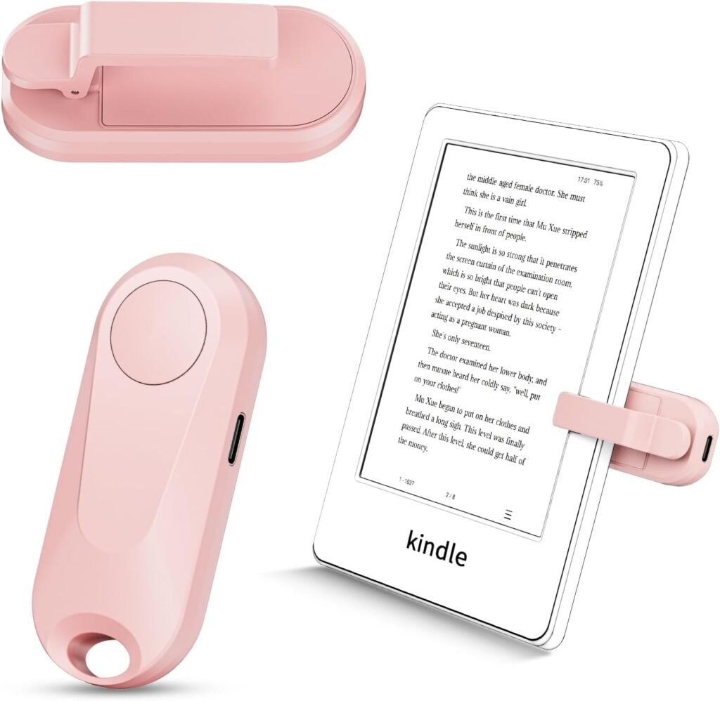 K2 RF Remote Control Page Turner for Kindle Paperwhite Accessories Ipad Reading Kobo Surface Comics/Novels iPhone Tablets Android Taking Photos Camera Video Recording Remote (Pink)