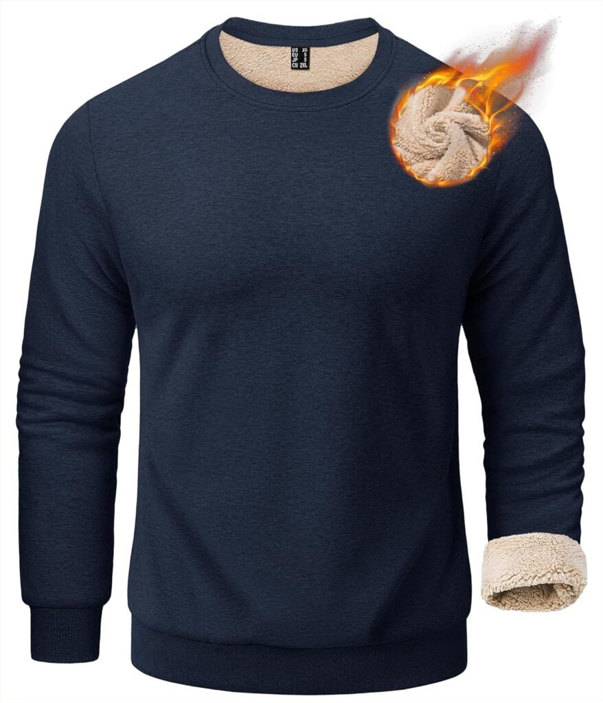 KEFITEVD Men’s Sweatshirt Fleece Lined Pullover Jumper Winter Warm Crew Neck Sweater Men Casual Sherpa Sweatshirt KEFITEVD Men’s Sweatshirt Fleece Lined Pullover Jumper Winter Warm Crew Neck Sweater Men Casual Sherpa Sweatshirt