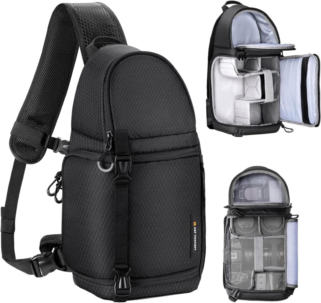 K&F Concept Camera Sling Bag for photographers, Professional 12L Waterproof Camera Shoulder Backpack for DSLR SLR Canon Nikon Sony Cameras