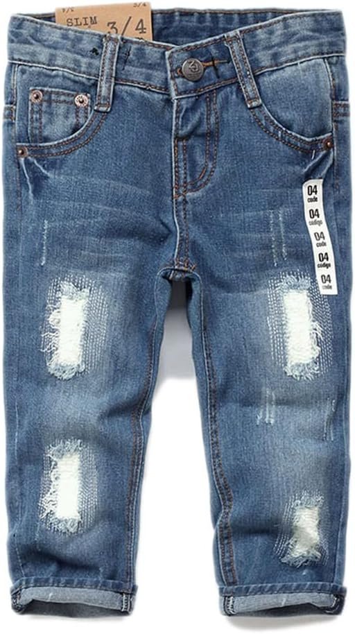 KIDSCOOL SPACE Baby Girl Boy Slim Jeans,Little Kid Elastic Band Inside Ripped Denim Pants KIDSCOOL SPACE Baby Girl Boy Slim Jeans,Little Kid Elastic Band Inside Ripped Denim Pants