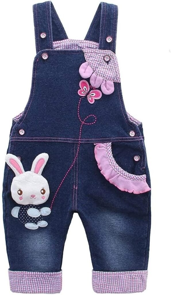 KIDSCOOL SPACE Baby Girl Jean Overalls,Toddler Denim Cute 3D Bunny Outfit KIDSCOOL SPACE Baby Girl Jean Overalls,Toddler Denim Cute 3D Bunny Outfit