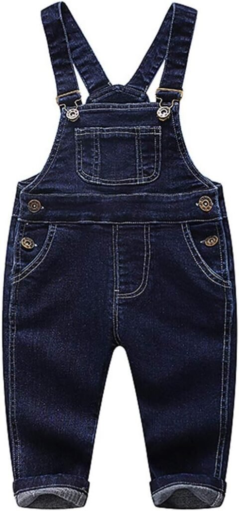 KIDSCOOL SPACE Baby & Little Boys/Girls Black Denim Overalls,Jean Workwear,Black