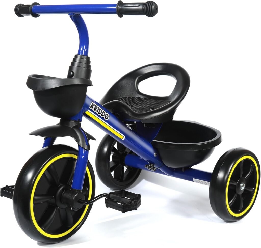 KRIDDO Kids Tricycles Age 24 Month to 5 Years, Toddler Kids Trike for 2.5 to 5 Year Old, Gift Toddler Tricycles for 2-4 Year Olds, Trikes for Toddlers, Blue