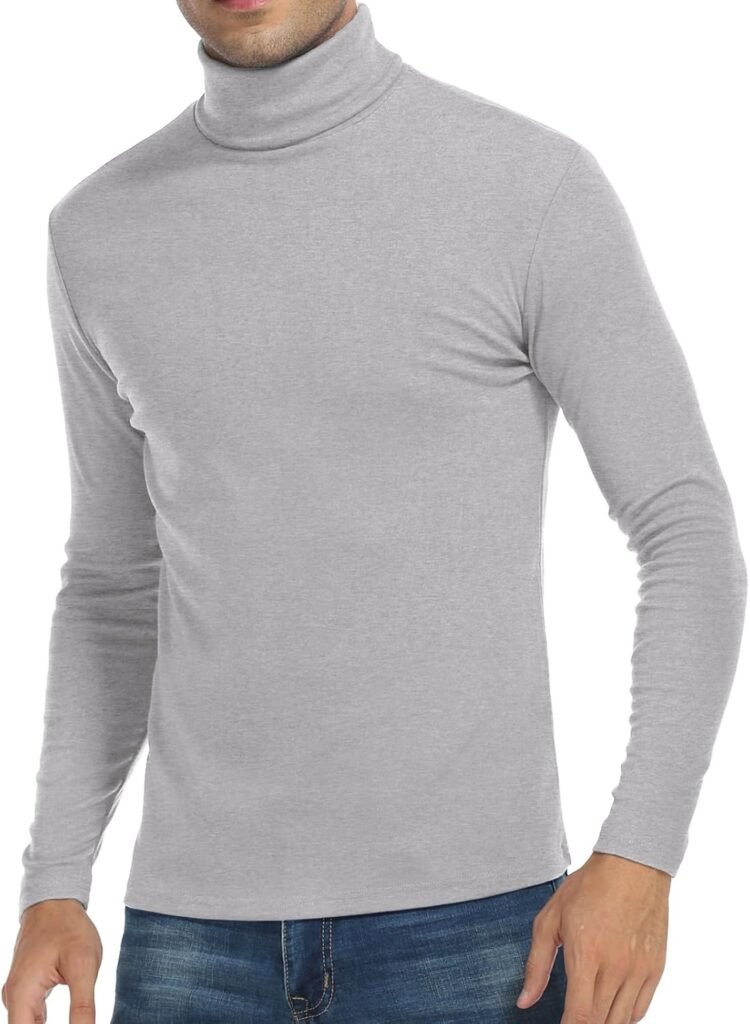 KUYIGO Mens Turtleneck Jumper T Shirt Slim Fit Pullover High Roll Neck Tops Sweater Long Sleeve Shirts