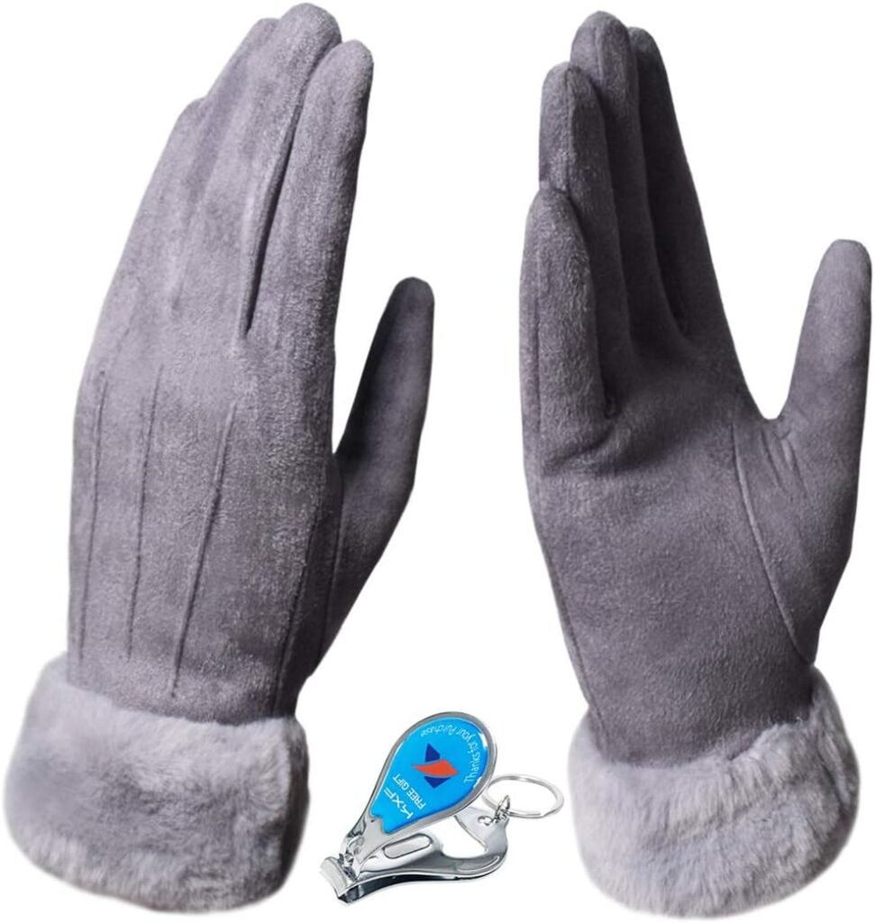 KXF Winter Warm Gloves, Womens Lady Super Soft Suede Leather Gloves Touch Screen Thick Fleece Lined Gloves Cold Weather Windproof Outdoor Sports Gloves KXF Winter Warm Gloves, Womens Lady Super Soft Suede Leather Gloves Touch Screen Thick Fleece Lined Gloves Cold Weather Windproof Outdoor Sports Gloves