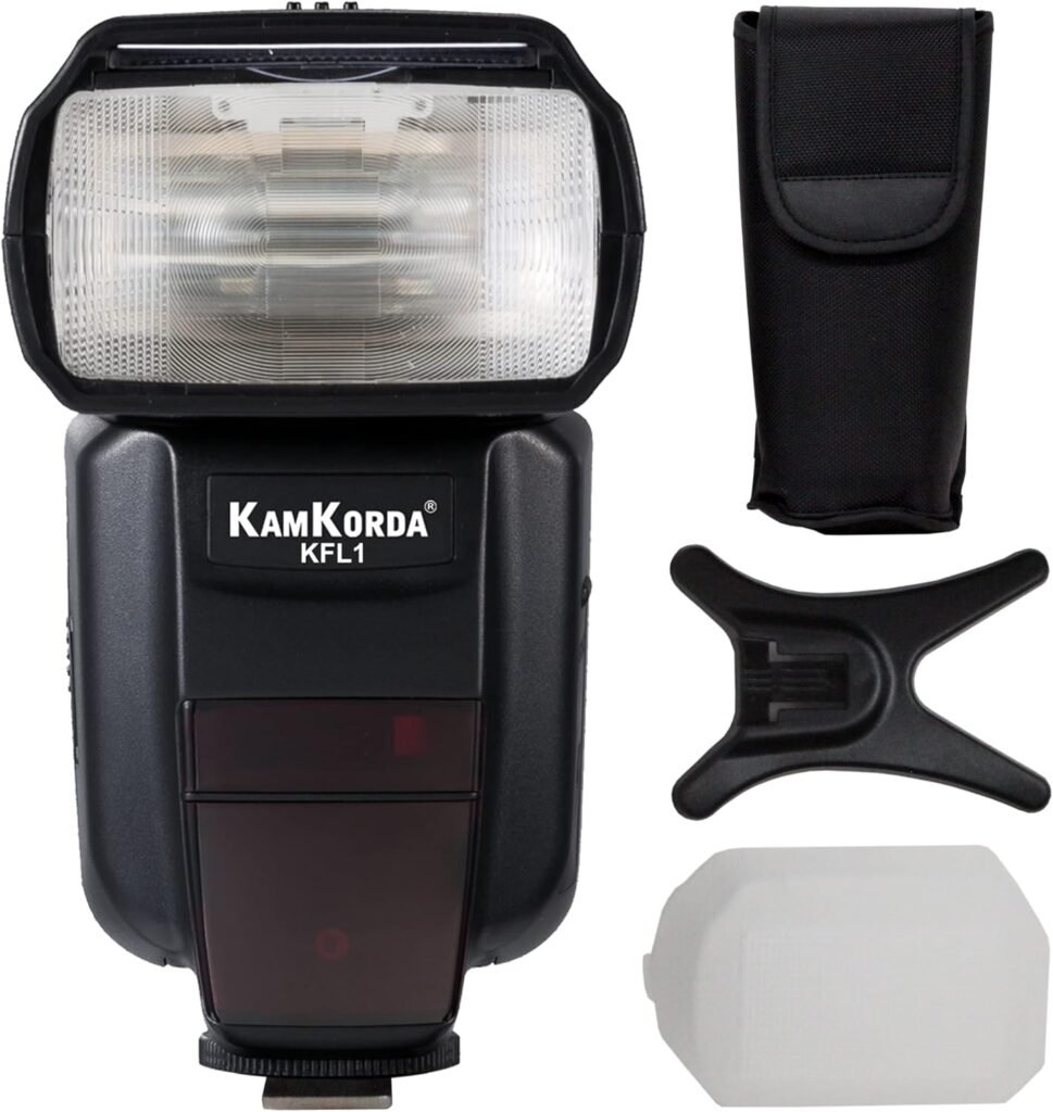 KamKorda Professional Camera Flash Speedlite | TTL compatible with Canon Nikon SLR Digital SLR Film SLR Cameras and Digital Cameras | with Hot Shoe Contact