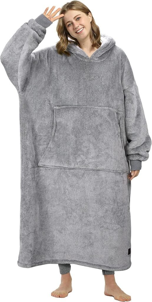 Kato Tirrinia Oversized Hoodie Blanket, Warm Gifts for Women, Cosy Sherpa Sweatshirt, Soft Wearable Fleece Blanket, Giant Hoody Sweater with Front Pocket Adults Men Friends Kato Tirrinia Oversized Hoodie Blanket, Warm Gifts for Women, Cosy Sherpa Sweatshirt, Soft Wearable Fleece Blanket, Giant Hoody Sweater with Front Pocket Adults Men Friends