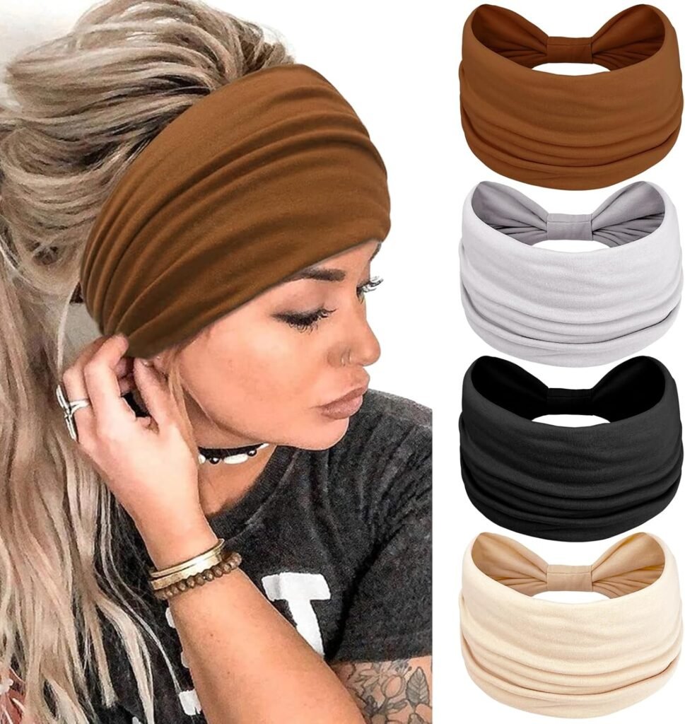 Kavya Wide Headbands for Women’s Hair, Soft Hair Bands for Women Yoga Ladies Headband Elastic Headbands Knotted Head Bands Adult Women, Hair Scarf Fashion Hair Accessories