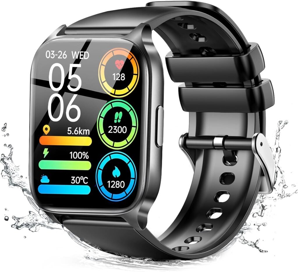 Kedali Smart Watch for Men Women, 1.85″ Full Touch Screen watches Answer/Make Call, 110+ Sports Modes, Heart Rate Sleep Monitor, Step Counter, IP68 Waterproof Fitness Tracker for IOS Andriod – Black