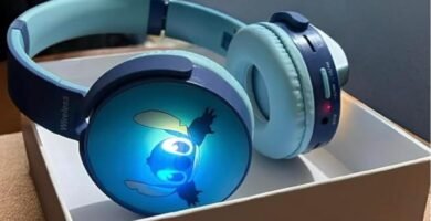 Kids Bluetooth Wireless LED Stitch Headphone 3D Stitch Ears Kids Over Ears Headset Soft Ear Pads