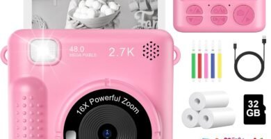 Kids Camera Instant Print, 2.4” 1080P HD Digital Camera for Kids with Print Paper & 32G Card, Photo Creator Instant Camera Toys, Kids Birthday Gifts Presents for 3 4 5 6 7 8 9 10 Year Old Boys Girls