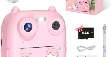 Kids Digital Camera for Girls Boys – 2.5K UHD Instant Print Kids Camera with 64G SD Card & Print Photo Paper, 2.4″ Screen Selfie Video Recording Camera Toy, Rechargeable