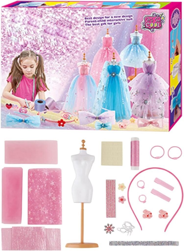 Kids Fashion Design Kit – Funny Dress Design Craft Kit,Girls Crafts Kit, Children Clothes Design Kit for Home, Kindergarten, Nursery