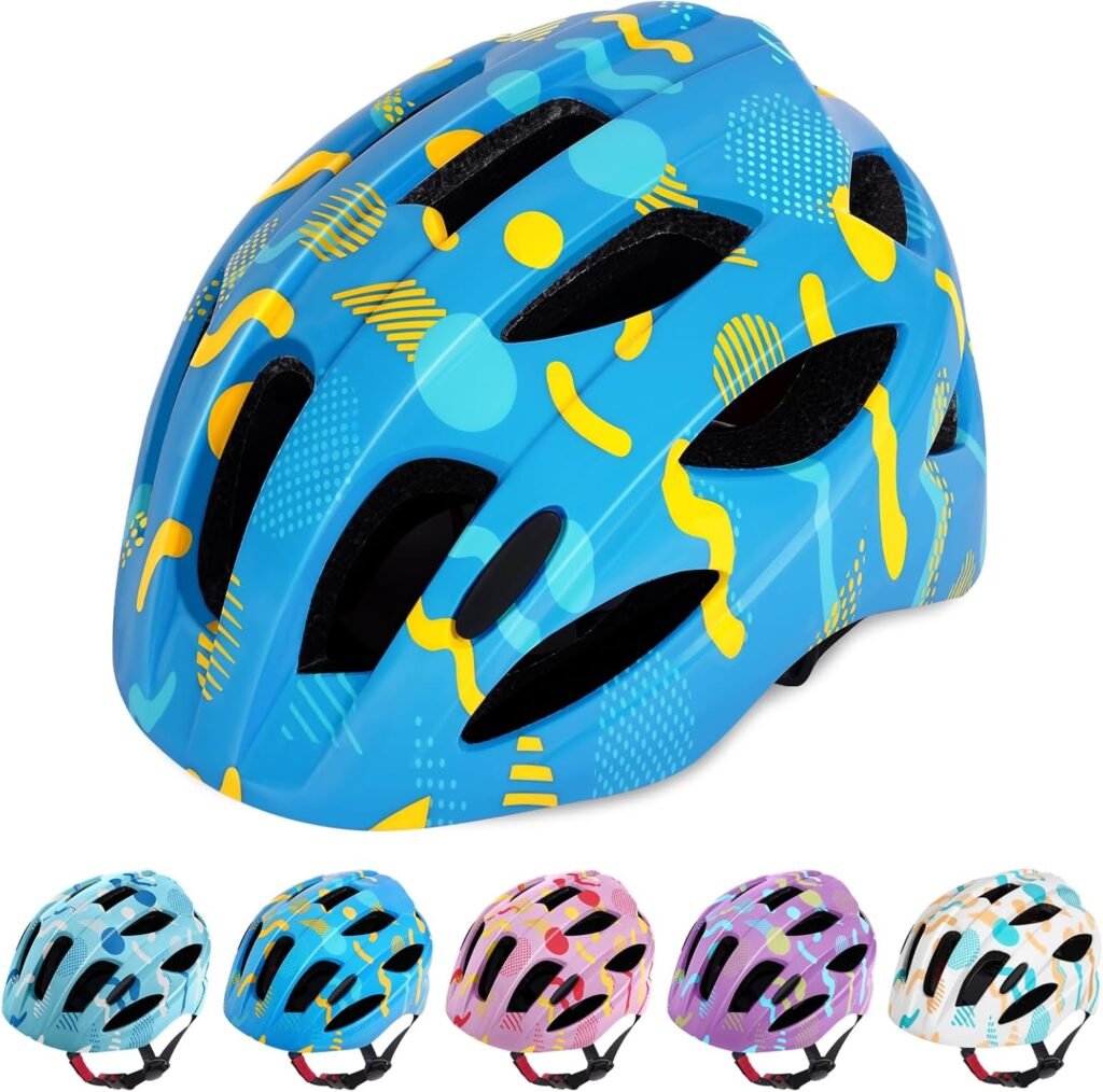Kids Helmet, Kids Bike Helmet for Boys Girls Age 2-4-5-7-8, Adjustable Safety Cycle Helmet with Visor for Toddler, Lightweight Child Helmet for Skating Scooter Bicycle(48-52CM)