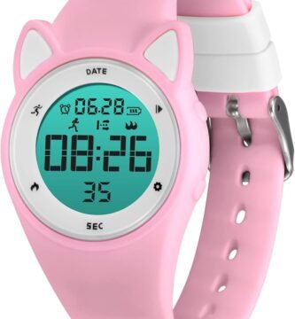 Kids Watches Digital Sport Watch for Girls Boys, Fitness Tracker with Alarm Clock, Stopwatch, No App Waterproof Watches for Teens Students Ages 5-12, 001-Pink, Digital