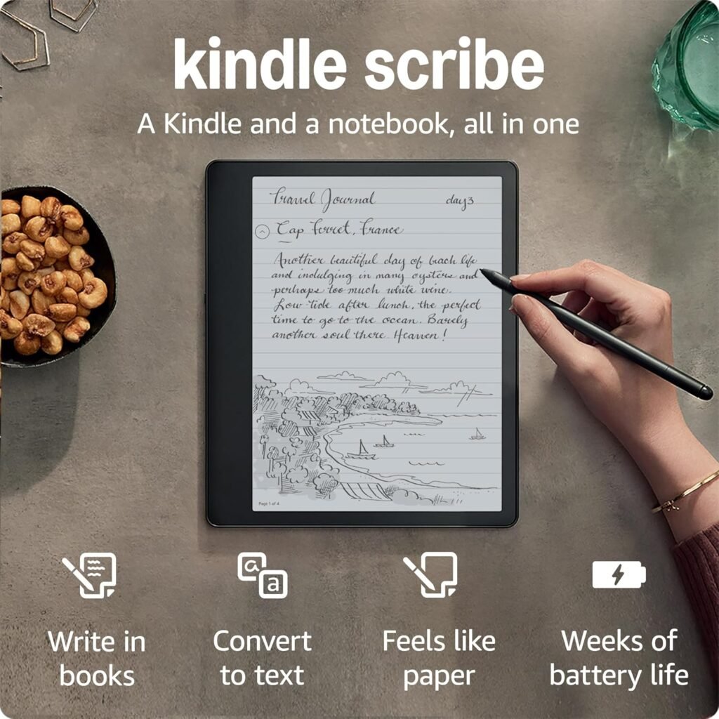 Kindle Scribe (2022 release) – 16 GB, the first Kindle and digital notebook, all in one, with a 10.2″ 300 ppi Paperwhite display, includes Premium Pen