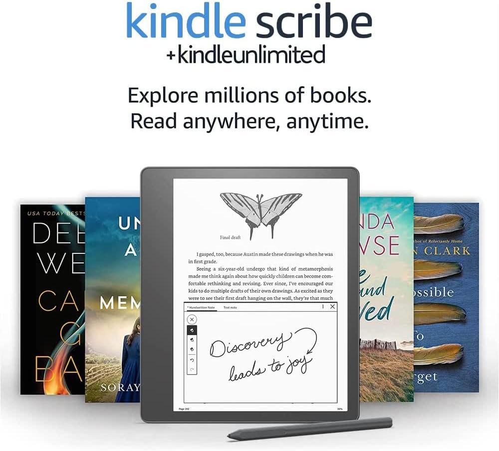 Kindle Scribe | The first Kindle for reading and writing. Features a 10.2-inch, 300 ppi Paperwhite display and includes Premium Pen | 32 GB + Kindle Unlimited