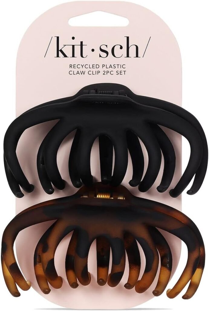 Kitsch Octopus Hair Clips for Women – Large Claw Clips for Thick Hair, Octopus Claw Clip Pack, Large Hair Claw Clips for Thin Hair & Big Hair Clips, Cute Hair Clips for Styling, 2pcs Black & Tortoise