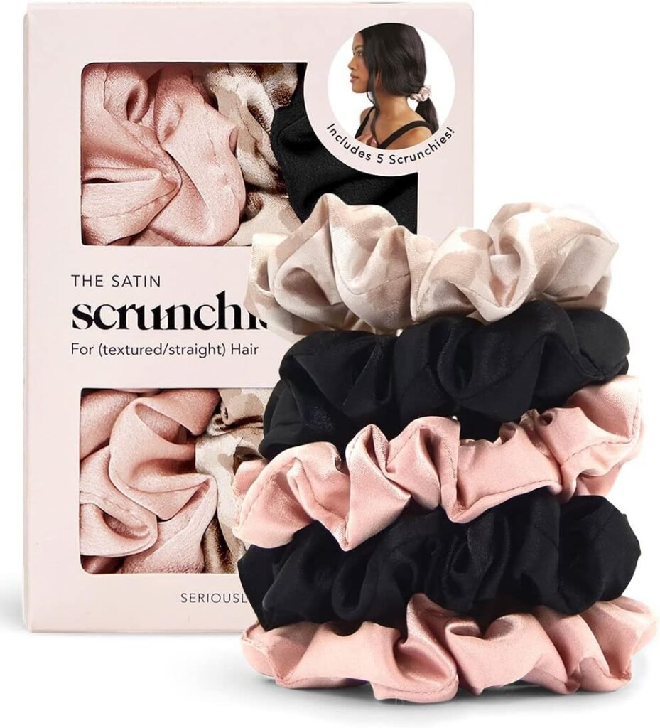 Kitsch Satin Scrunchies – Softer than Silk Scrunchies for Women | Cute Hair Ties & Hair Scrunchies for Hair | Stylish Scrunchie for Teens | Scrunchies for Girls | Ponytail Holders, 5pc (BlushBlack) Kitsch Satin Scrunchies – Softer than Silk Scrunchies for Women | Cute Hair Ties & Hair Scrunchies for Hair | Stylish Scrunchie for Teens | Scrunchies for Girls | Ponytail Holders, 5pc (BlushBlack)