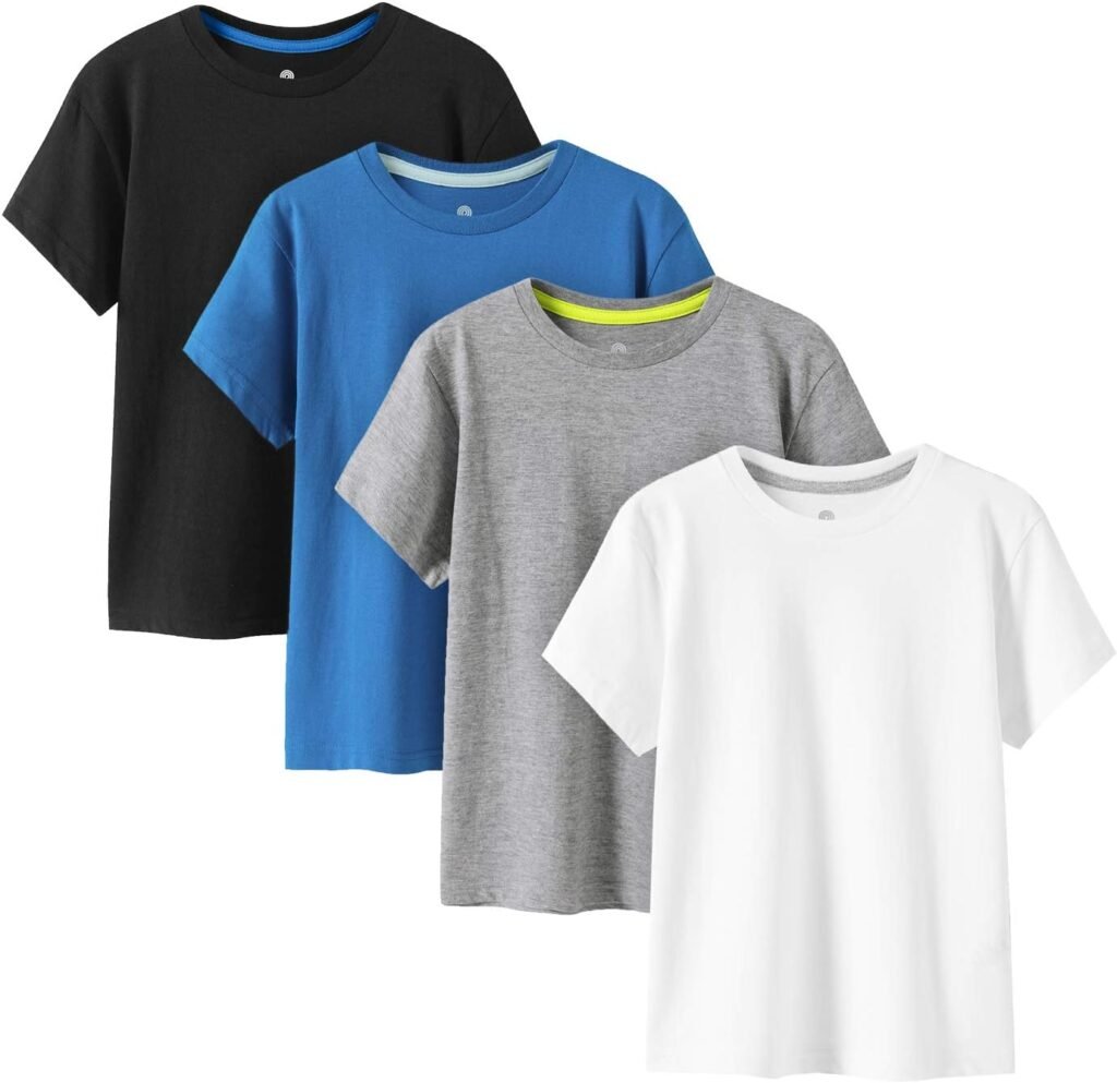 LAPASA 4 Pack 100% Cotton Kids Plain T-Shirts Hypoallergenic Tee for Boys Girls Children School Uniform K01 LAPASA 4 Pack 100% Cotton Kids Plain T-Shirts Hypoallergenic Tee for Boys Girls Children School Uniform K01