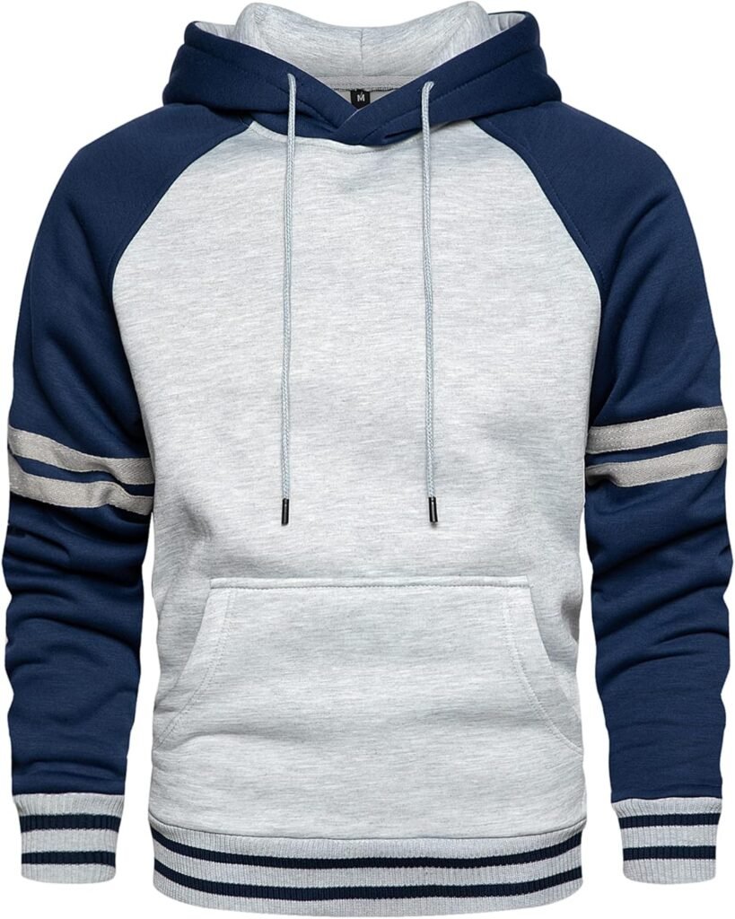 LBL Men’s Fleece Hoodie Pullover Casual Hoody Contrast Color Drawstring Sweatshirt with Kanga Pocket LBL Men’s Fleece Hoodie Pullover Casual Hoody Contrast Color Drawstring Sweatshirt with Kanga Pocket