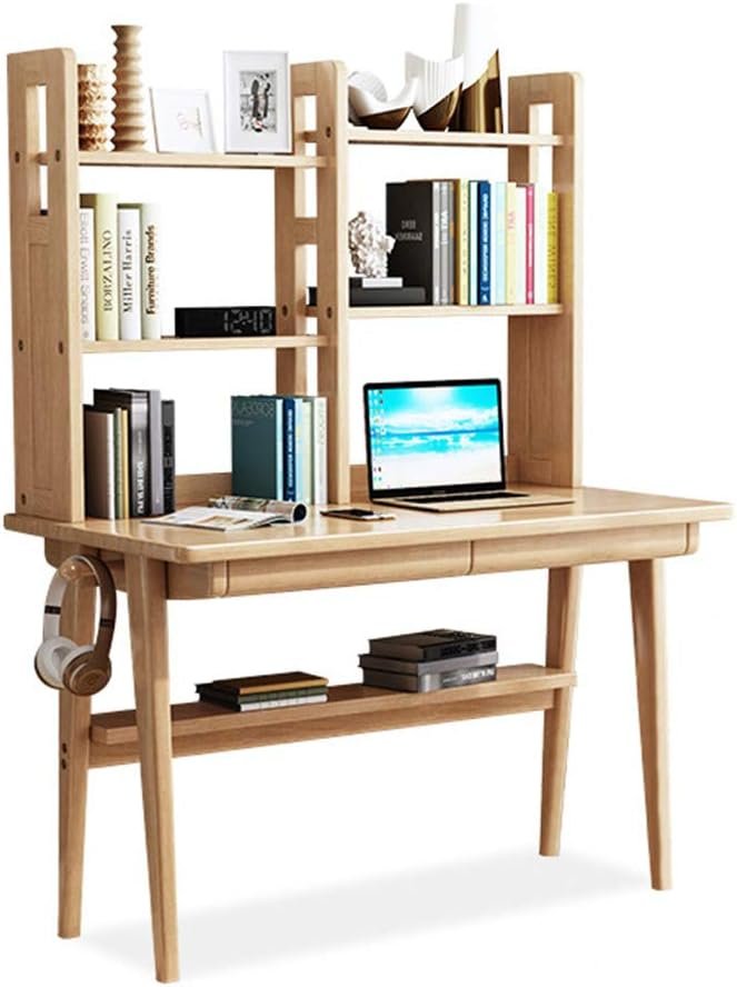 LDTTYRC Computer Desk with Hutch and Bookshelf Home Office PC Laptop Desk Simple Student Desk Solid Wood Desk Bedroom Desk