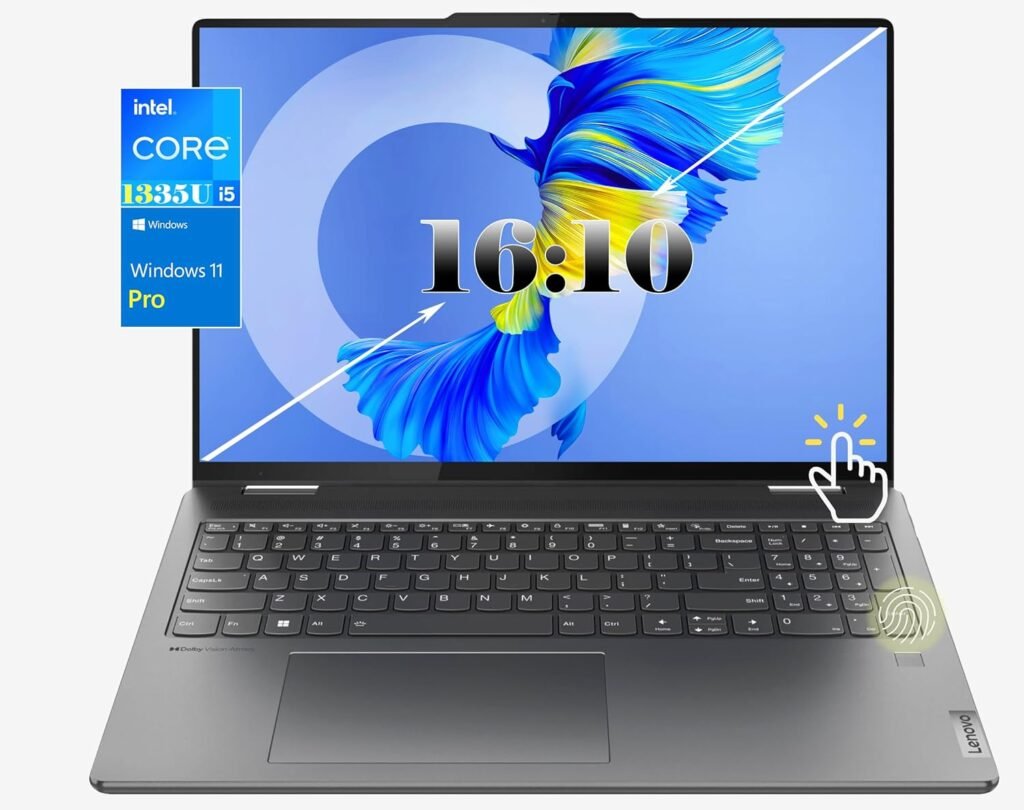 LENOVO Yoga 7I 16″ WUXGA 16:10 2-in-1 Touchscreen Laptop, Intel Core I5-1335U, 2xThunderbolt, Fingerprint Reader, Backlit KB, Wi-Fi 6E, Storm Grey, Win 11 Pro(8GB RAM | 512GB SSD +Pro)