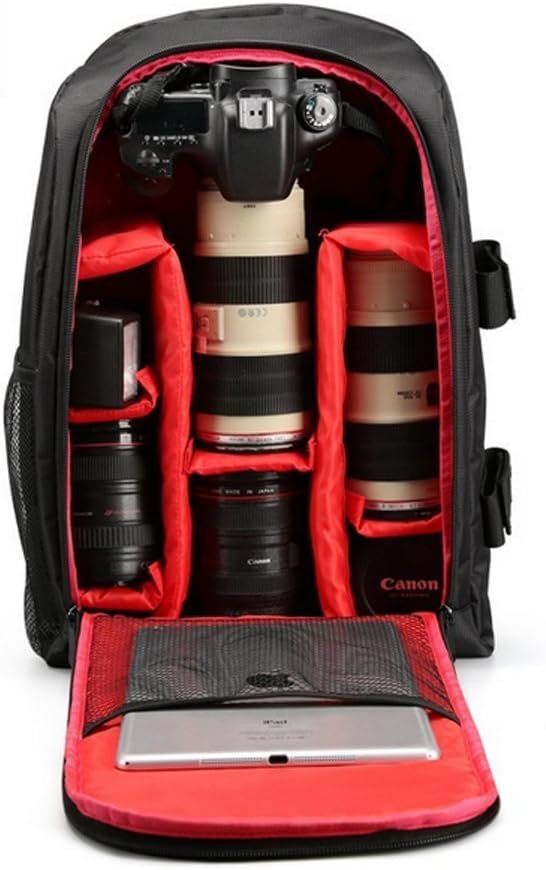 LUVODI Camera Backpack for SLR/DSLR Cameras w/ 16” Laptop Compartment Professional Waterproof Photography Bag Rucksack Lens Flashes Camera Case for Canon, Nikon, Sony and Accessories (Red)