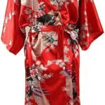 Ladies Plus Loose Satin Kimono Robe Dressing Gown Wedding Bridesmaid Sleepwear Bathrobe UK Size 8-24