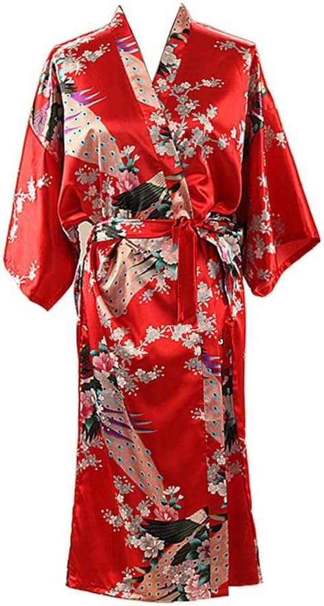 Ladies Plus Loose Satin Kimono Robe Dressing Gown Wedding Bridesmaid Sleepwear Bathrobe UK Size 8-24