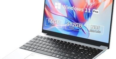 Laptop 15.6 Inch, Laptop 16gb RAM 512GB SSD, Portable Laptop N95 Processor Up to 3.4GHz, Laptop Computer with Fingerprint Unlocking Full Size Backlight Keyboard for Work/University Students Pc