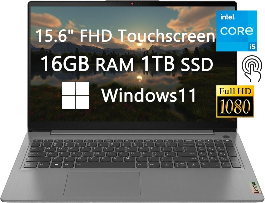 Lenovo 15 FHD Touchscreen Laptop 2023 Newest Upgrade Intel 11th Core i5-1135G7 16GB RAM 1TB SSD Bluetooth USB-C Fast Charge Windows 11 School and Business Ready Grey LIONEYE HDMI Cable 82H80358US