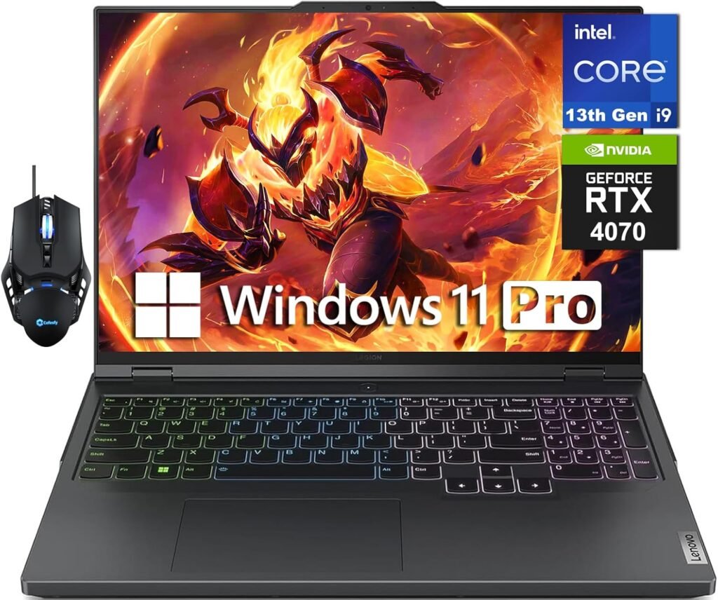 Lenovo 2024 Newest Legion Pro 5i Gaming Laptop, 16-inch WQXGA 240Hz Display, Intel 24-Core i9-13900HX, 64GB DDR5 RAM, 2TB SSD, NVIDIA GeForce RTX 4070, Backlit Keyboard, HDMI, Wi-Fi 6, Windows 11 Pro