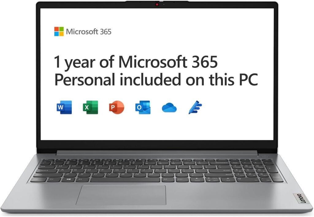 Lenovo IdeaPad 1 15 Inch Full HD Laptop (Intel Celeron N4120, 4GB RAM, 128GB eMMC, Windows 11 Home in S mode) – Cloud Grey, 1 Year Microsoft Office Lenovo IdeaPad 1 15 Inch Full HD Laptop (Intel Celeron N4120, 4GB RAM, 128GB eMMC, Windows 11 Home in S mode) – Cloud Grey, 1 Year Microsoft Office