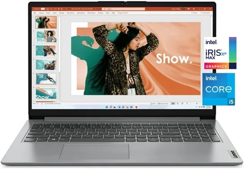 Lenovo IdeaPad 1i 15.6″ FHD (1920×1080) Display, Business Student Laptop, Intel Core i5-1235U, 10-core, 24GB RAM, 1TB SSD, Intel Iris X Graphics, Bluetooth, Wi-Fi, Windows 11, Cloud Grey, W/GaLiMu