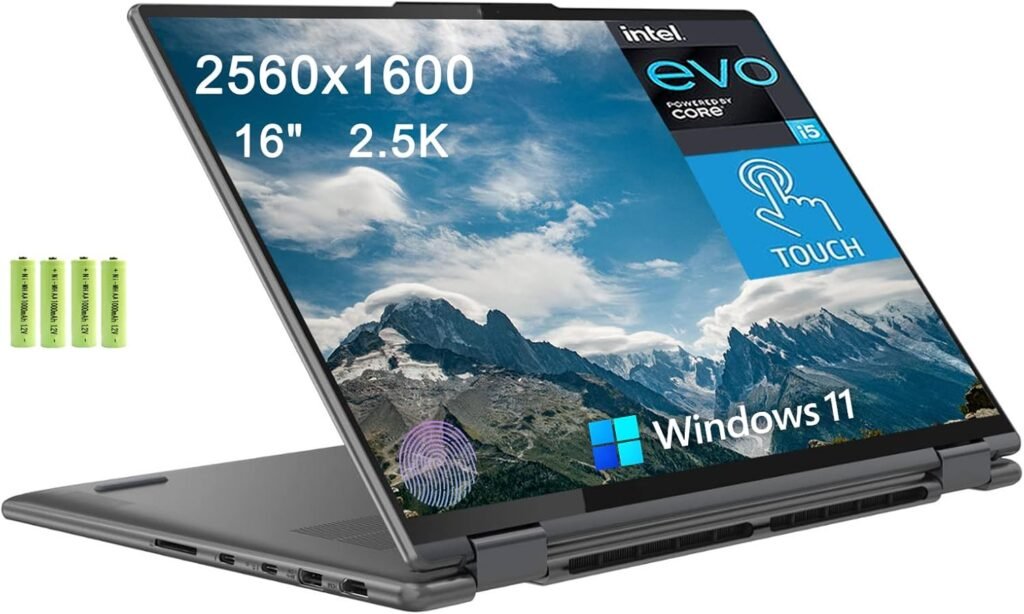 Lenovo Yoga 7i 16″ 2.5K (2560 x 1600) Touchscreen 2-in-1 Convertible Laptop Tablet, 12th Intel Evo Platform 12-Core i5-1240P, 8GB LPDDR5 RAM, 512GB SSD, Backlit KB, Fingerprint, Windows 11, w/Battery