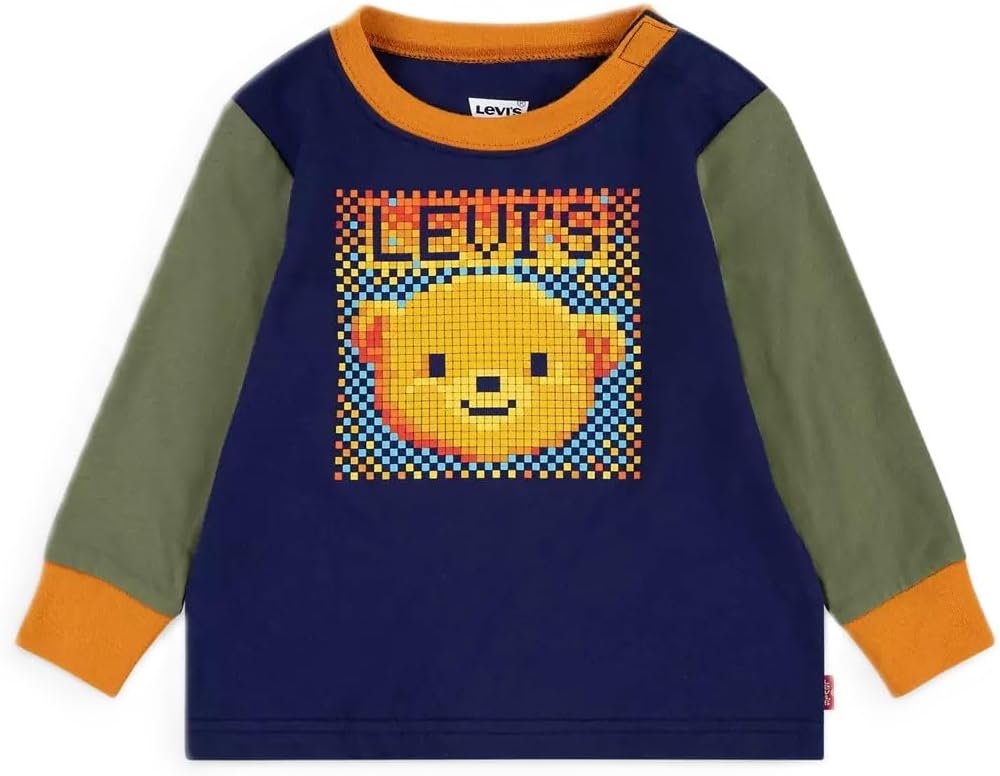 Levi’s Baby Boys’ Lvb Pixel Colorblock Ls Tee 6ej085 Tshirt
