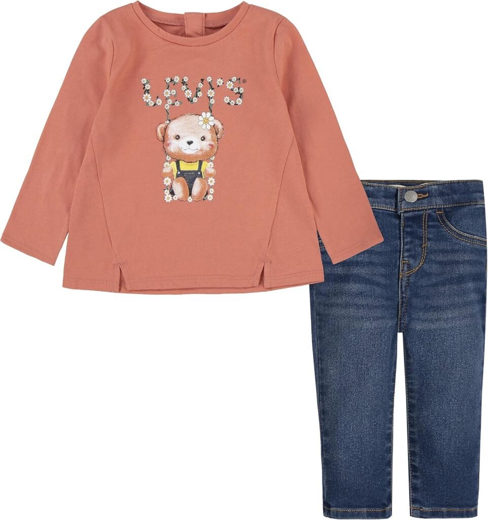 Levi’s Baby Girls’ Lvg Notch Tee and Jean Set 1ej250