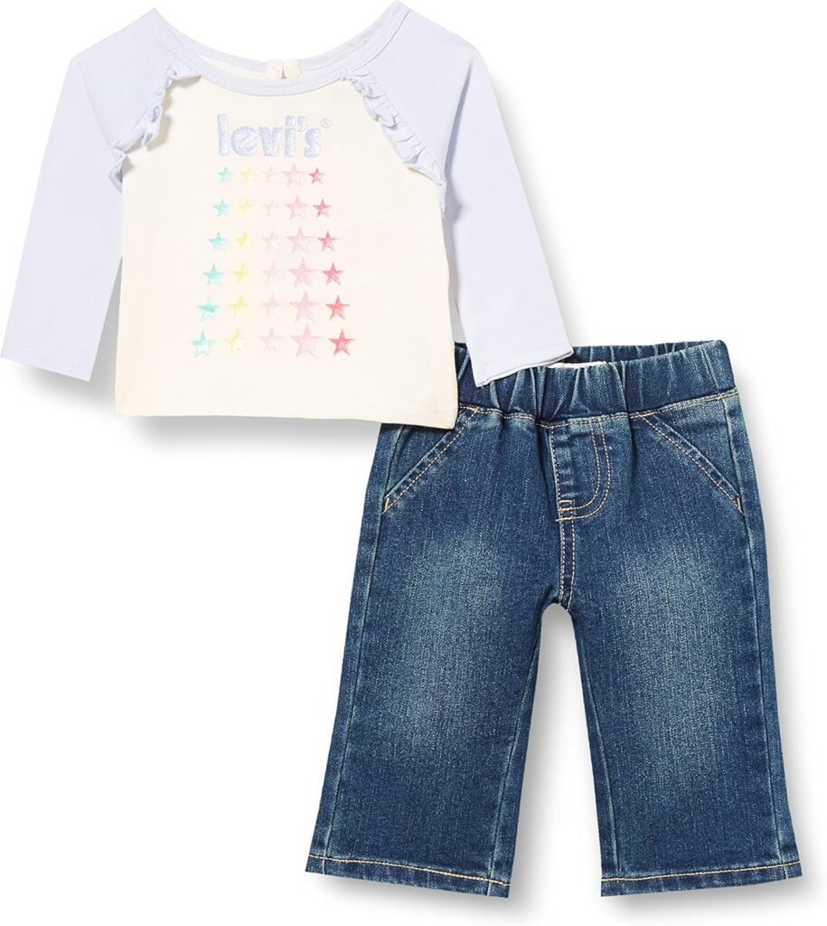 Levi’s Baby Girls’ Lvg Ruffle Top & Wide Denim Se 1ef604 2PC Sets
